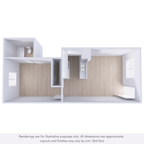 Floor plan for 1 bed, 1 bath, 850 sqft